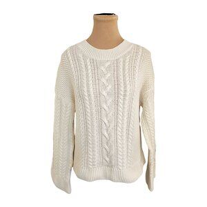 Part Two White Cable Knit Sweater Sz S